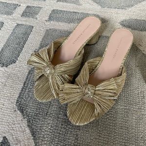 Loeffler Randall Gold Pleated Bow Mule